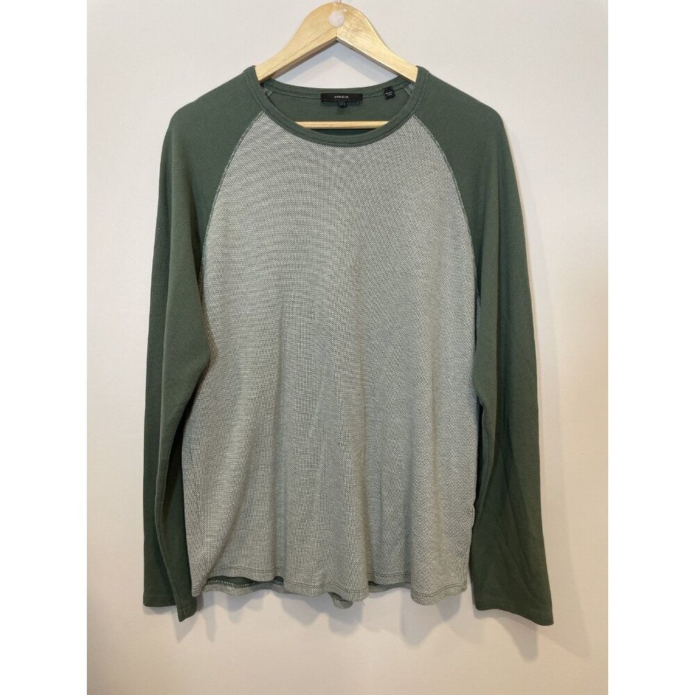 Vince Long Sleeve‎ Raglan Tee Olive Green Size L Crew Neck Lightweight Knit